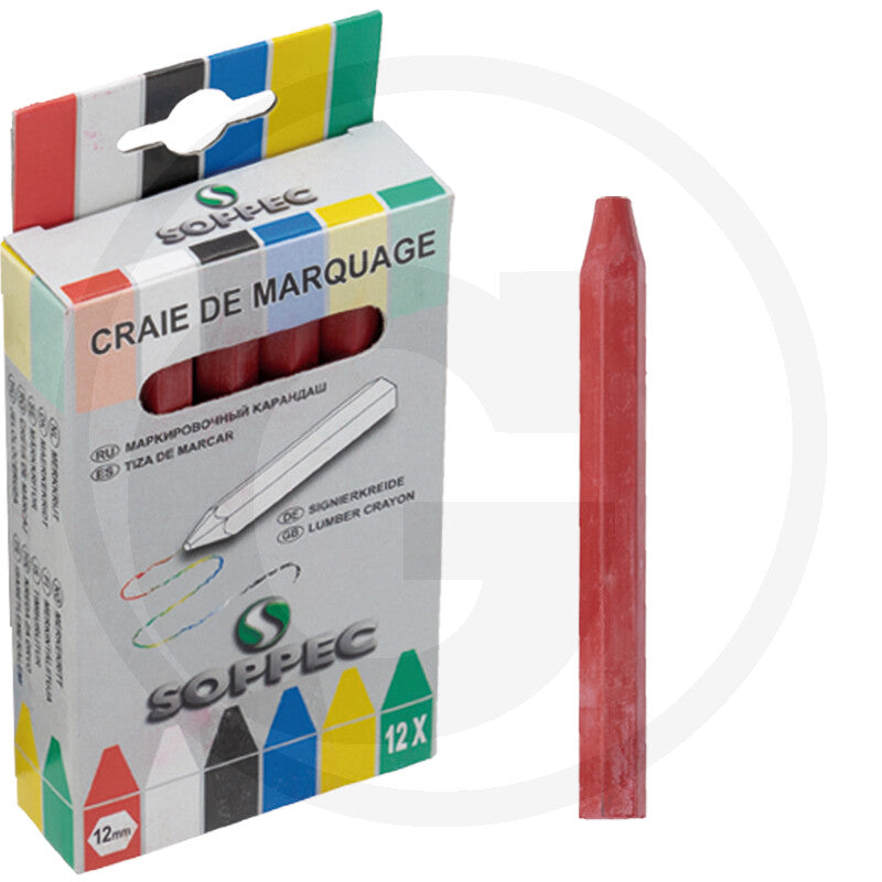Craie de marquage rouge boite de 12 soppec