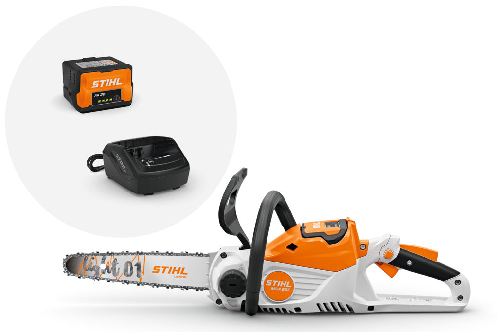 Tronçonneuse à batterie STIHL MSA 60 C-B — Set (batterie AK 20 + chargeur AL 101, guide de 30 cm) Stihl