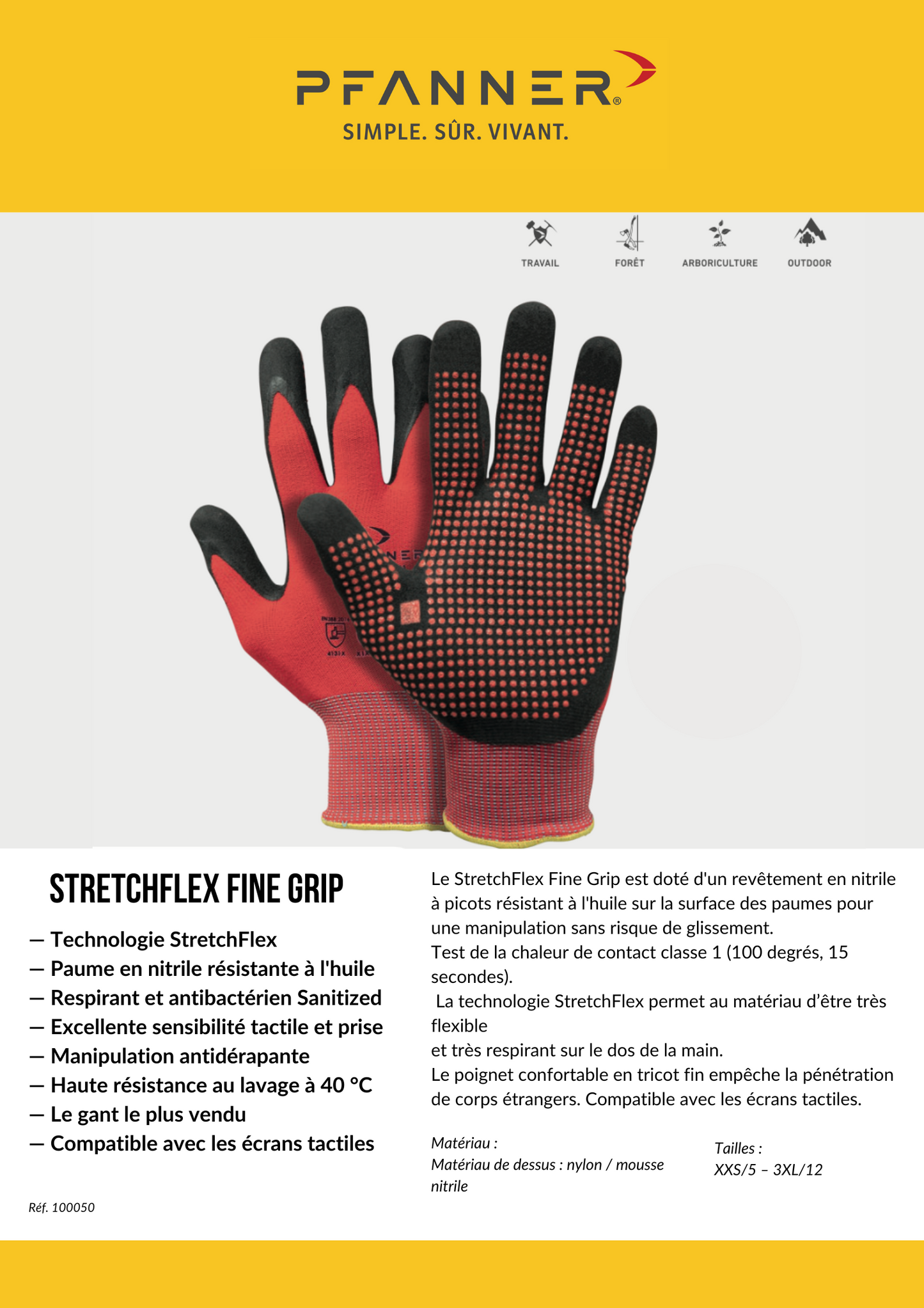 Gants Pfanner StretchFlex Fine Grip par paquet de 12 Pfanner