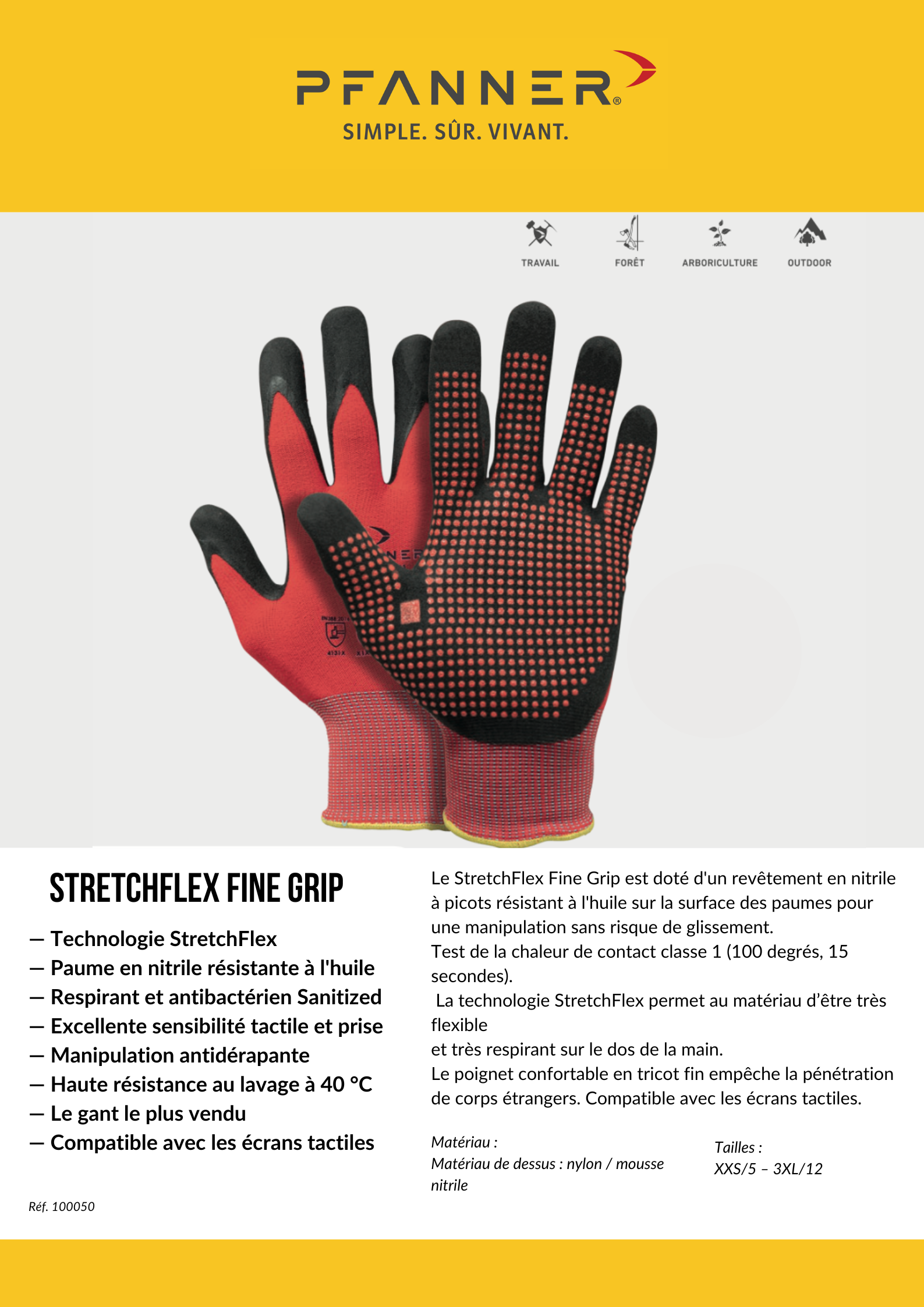 Gants Pfanner StretchFlex Fine Grip par paquet de 12 Pfanner
